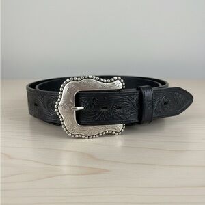 Tony Lama Women’s Layla Black Tooled Leather Belt Size 32